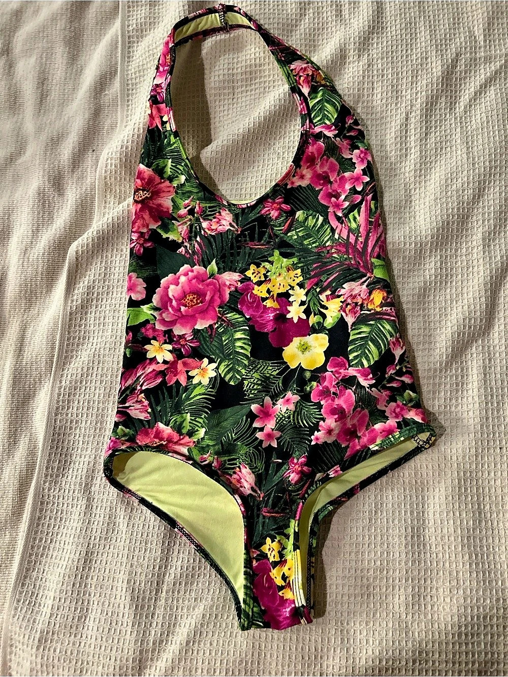 Forever 21 Floral One-Piece Swimsuit in Black & Pink Size Small NWT